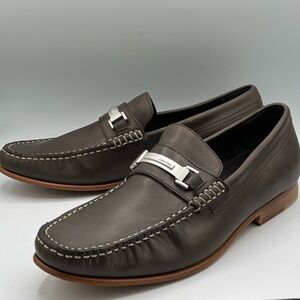 Calvin Klein Men's Dark Gray Bruce Washed Leather Loafers Shoes Size US 9.5 M